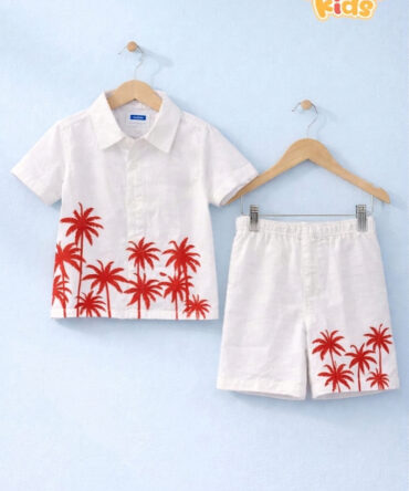 Sierra Kids White & Red Coord Set | 100% Cotton, Comfortable & Stylish (Ages 4–10)