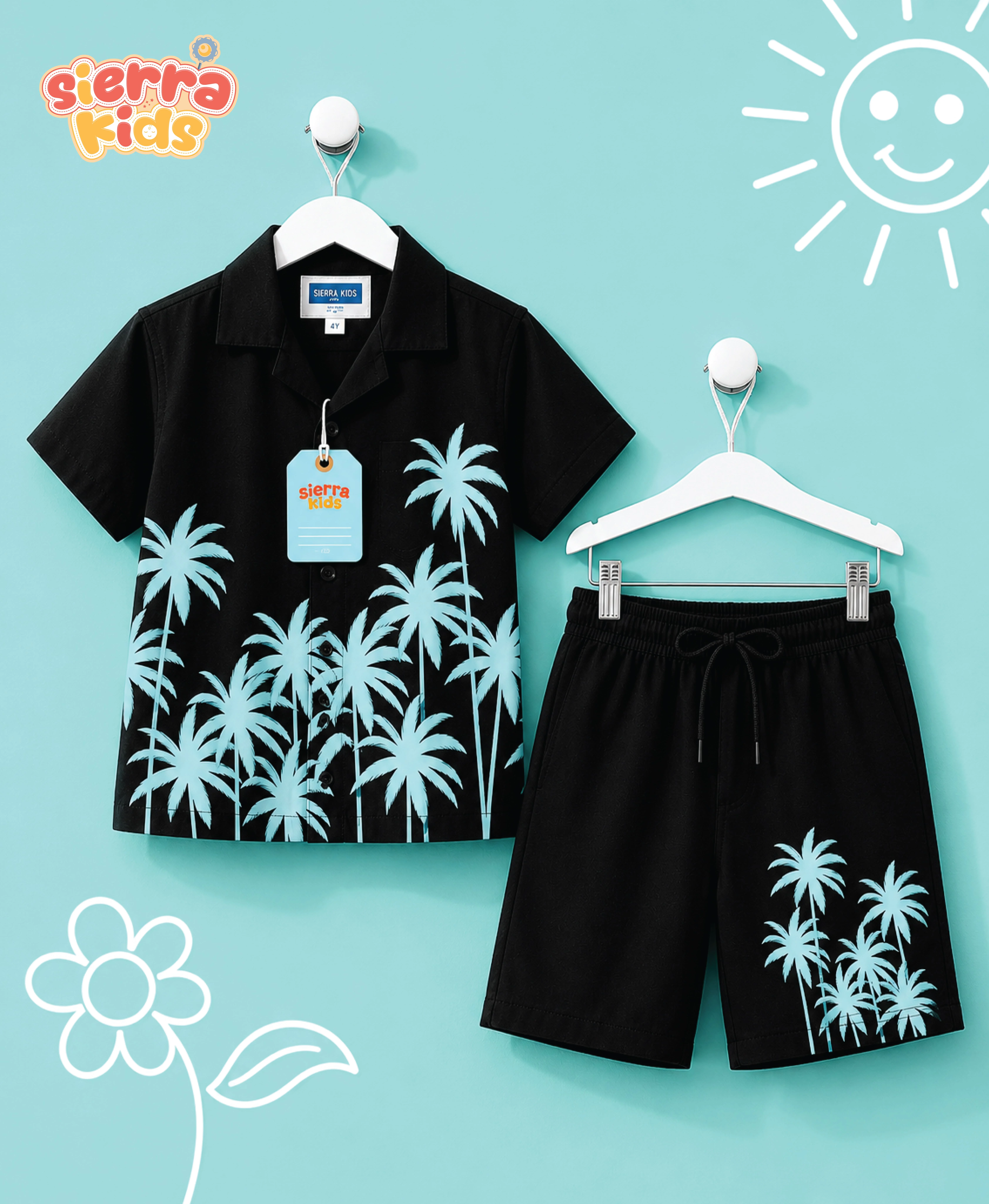 Sierra Kids Black & Blue Coord Set | 100% Cotton, Comfy & Fun (Ages 4–10)