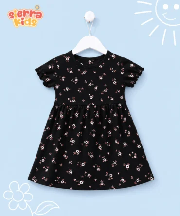 Black Floral Dress for Girls | Stylish & Comfortable Frock (1–8 Years)