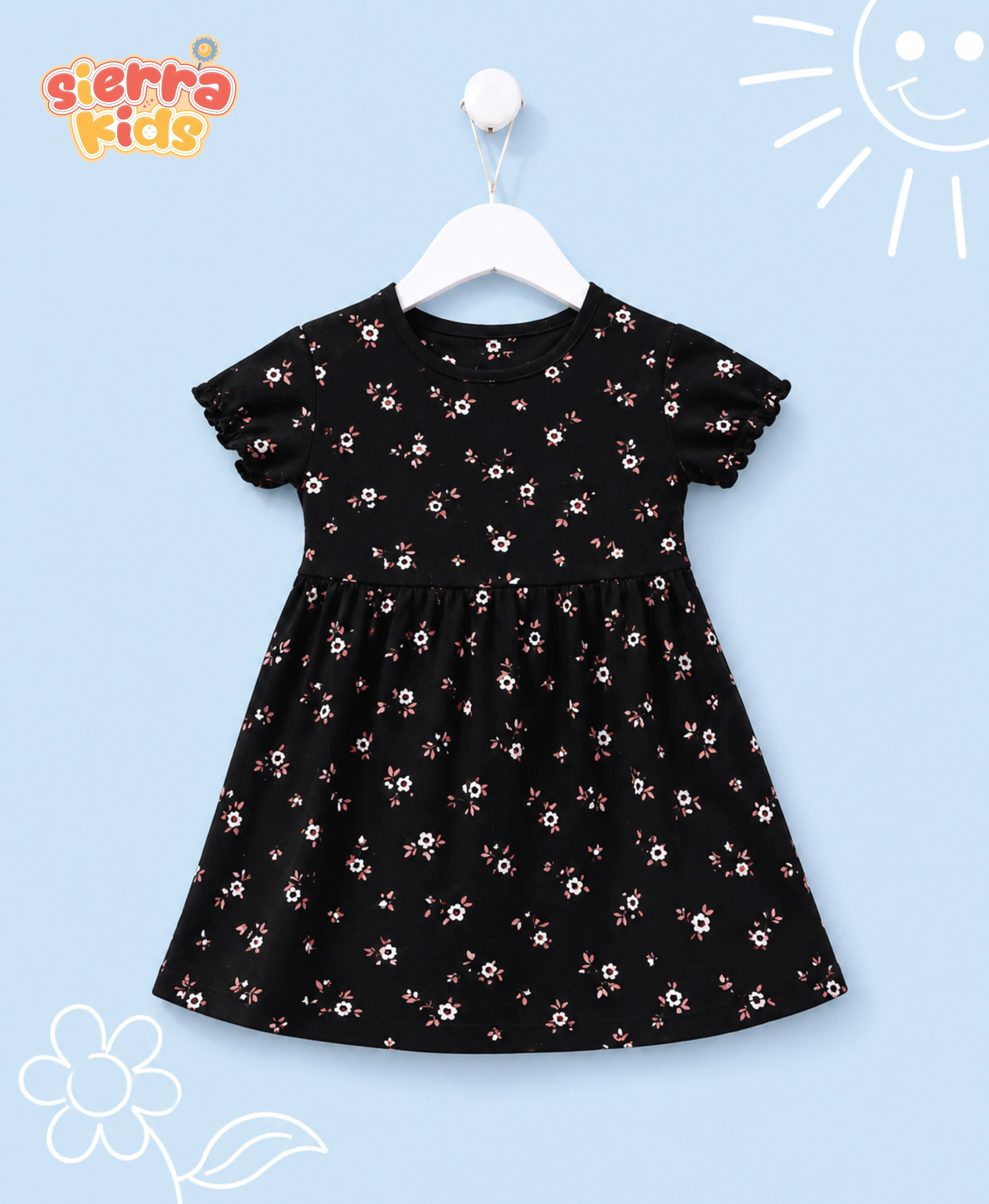 Black Floral Dress for Girls | Stylish & Comfortable Frock (1–8 Years)