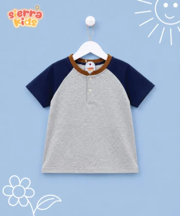 Sierra Kids Blue & Grey Raglan T-Shirt | Comfy & Casual (Ages 1–10)