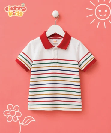 Sierra Kids Multicolor Red Polo T-Shirt | Comfy & Stylish (Ages 4–10)