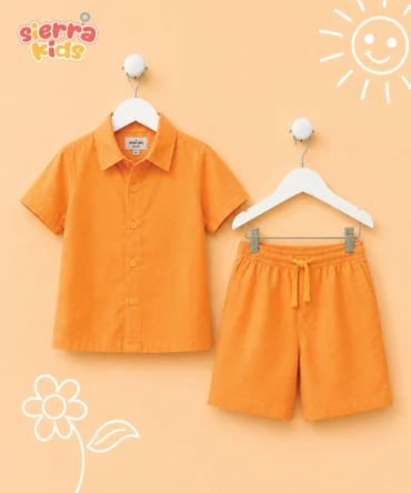 Sierra Kids Orange Coord Set | Bright & Comfortable (Ages 4–10)