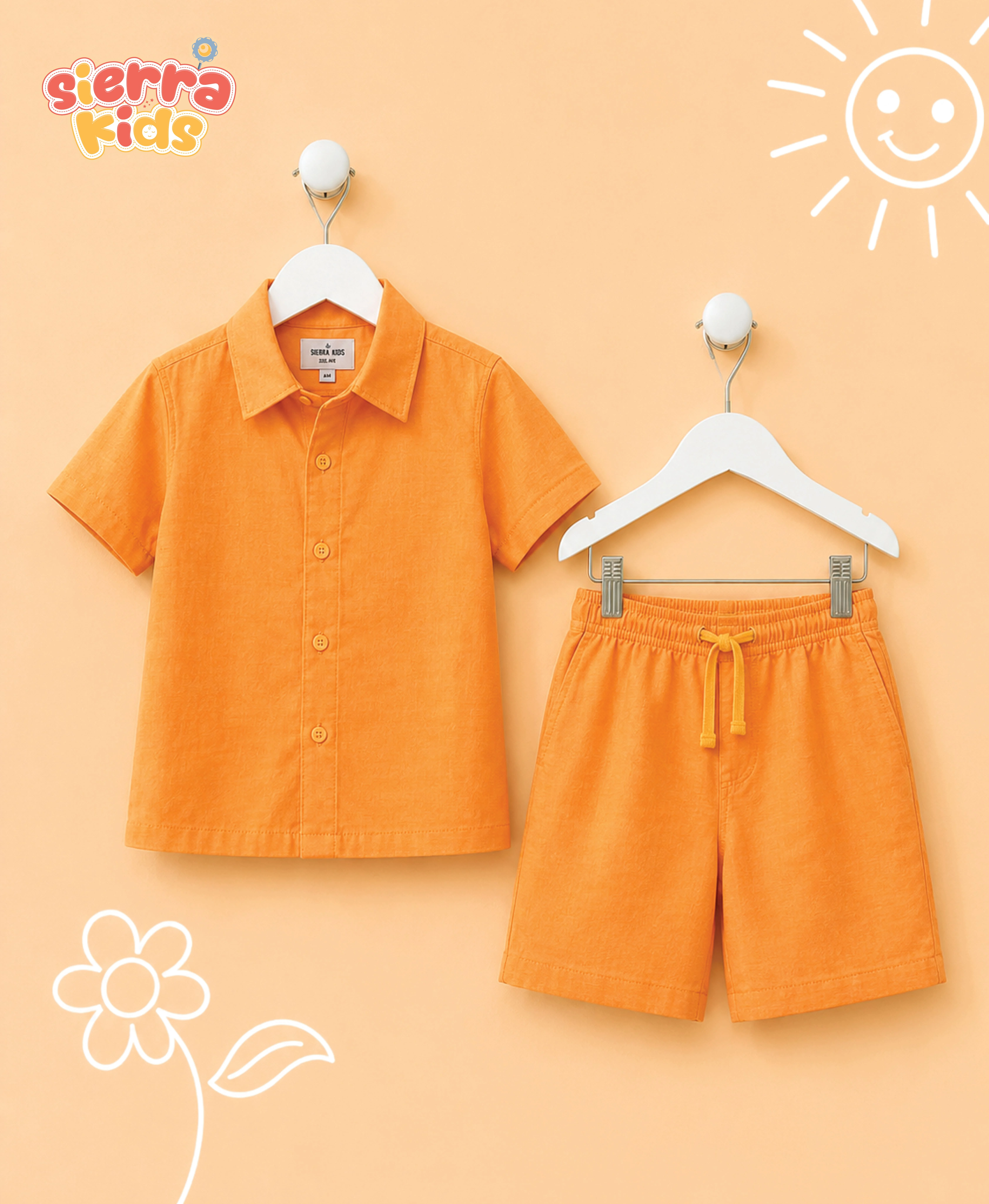 Sierra Kids Orange Coord Set | Bright & Comfortable (Ages 4–10)