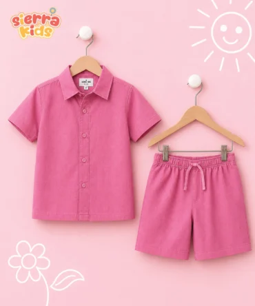 Sierra Kids Pink Shirt Coord Set | Cotton, Soft & Comfortable (Ages 4–10)