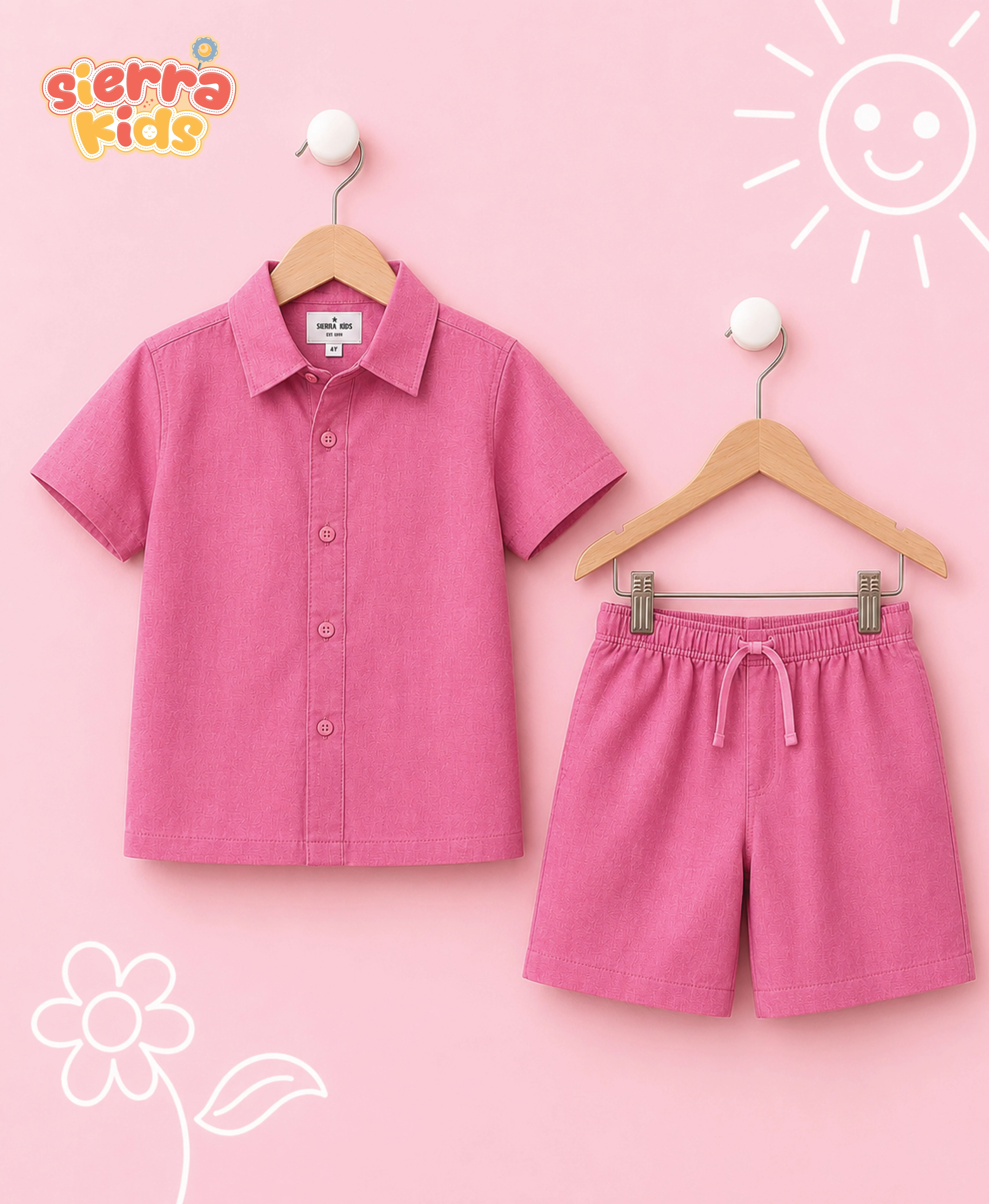 Sierra Kids Pink Shirt Coord Set | Cotton, Soft & Comfortable (Ages 4–10)
