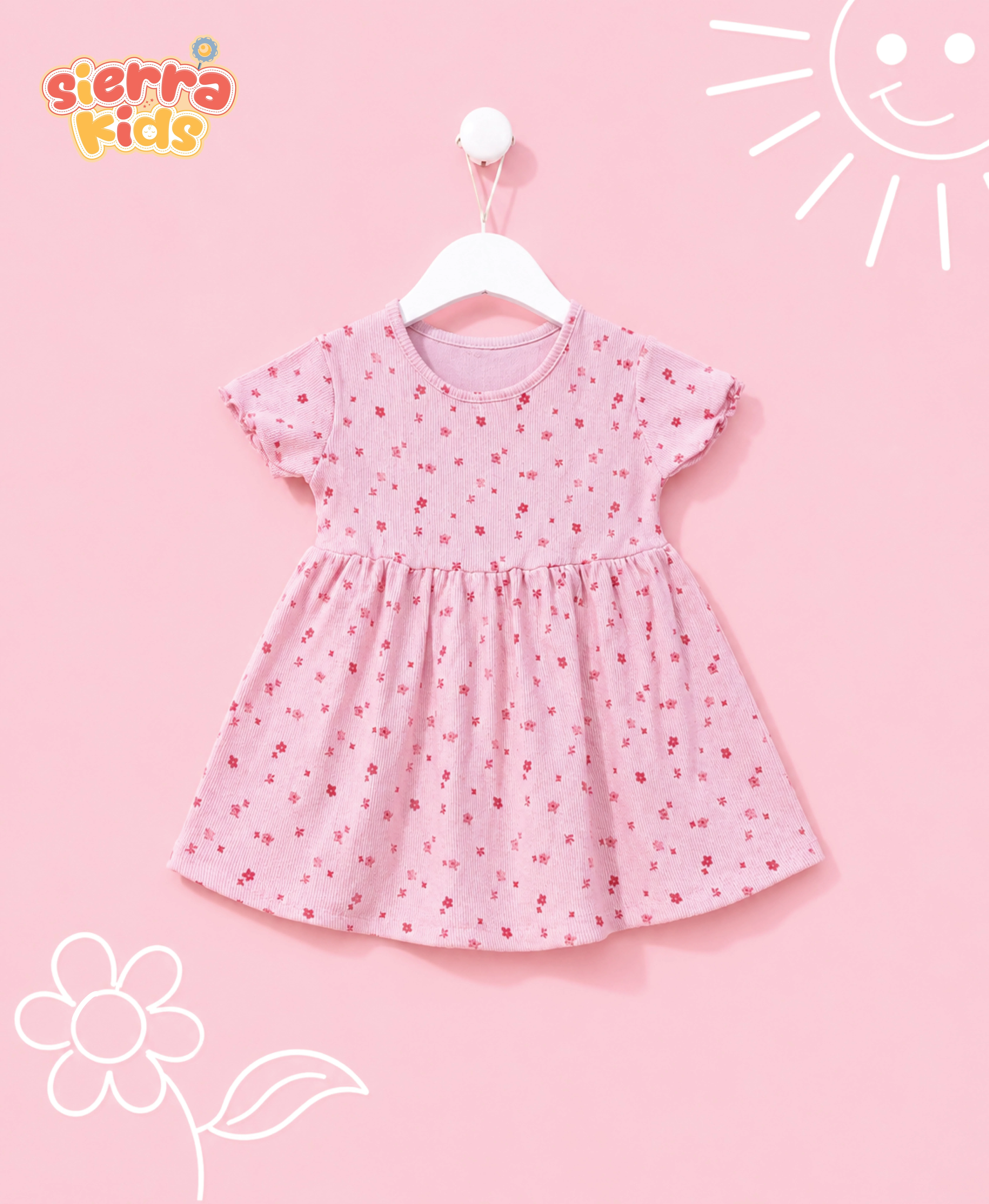 Pink Floral Dress for Girls | Lightweight & Playful Frock (1–8 Years)