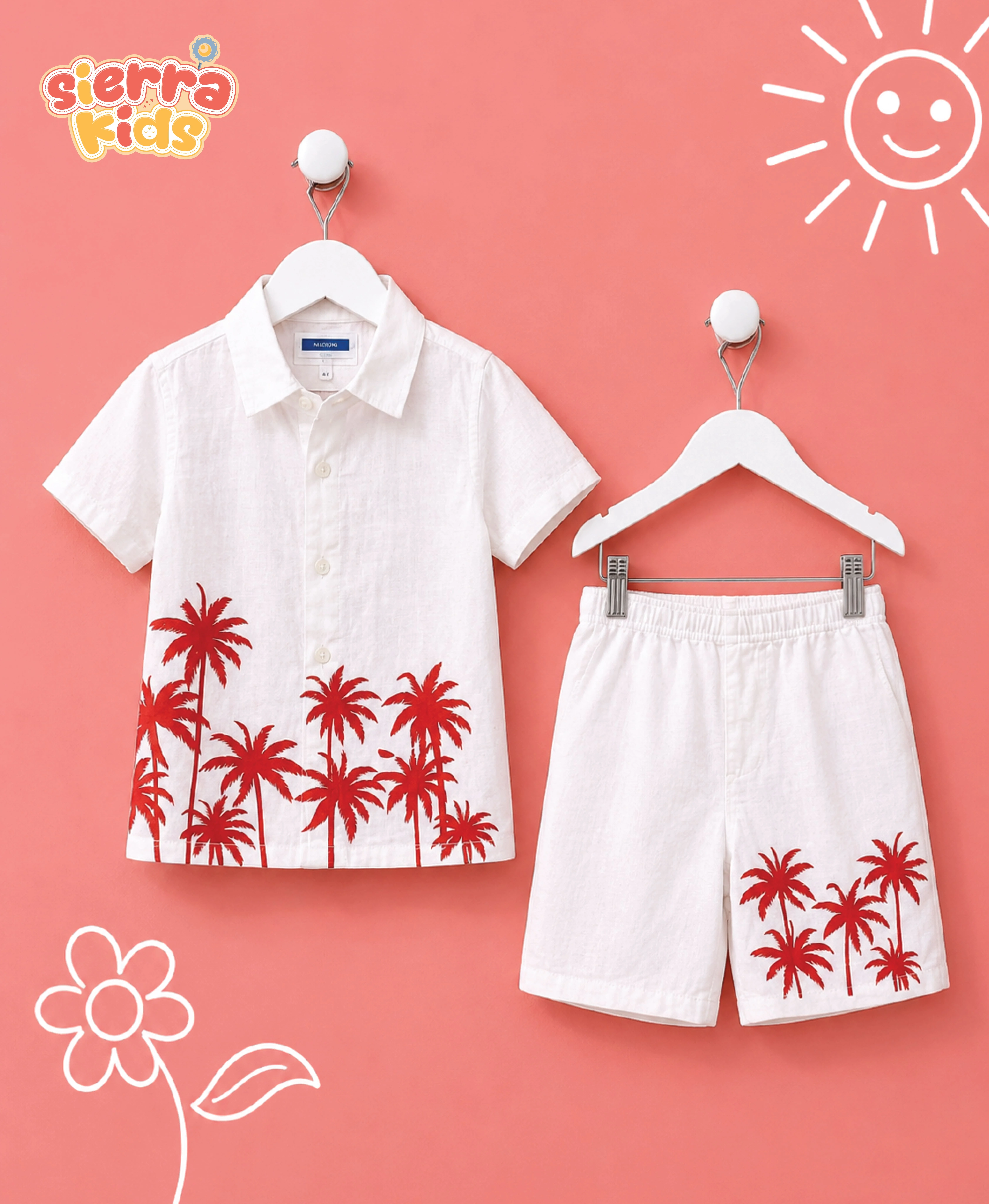 Sierra Kids White & Red Coord Set | 100% Cotton, Comfortable & Stylish (Ages 4–10)