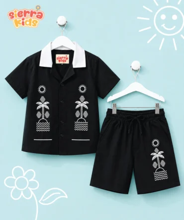 Black Printed Coord Set | Boys