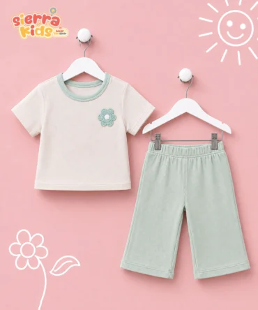 Floral Coord Set | Brown & Pastel Green
