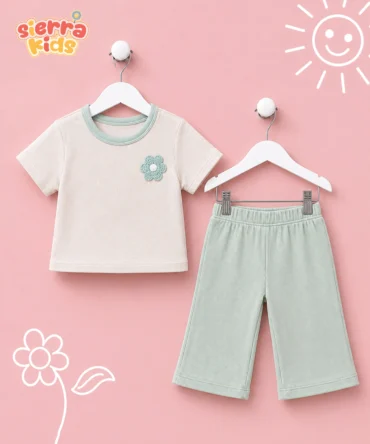 Floral Coord Set | Brown & Pastel Green