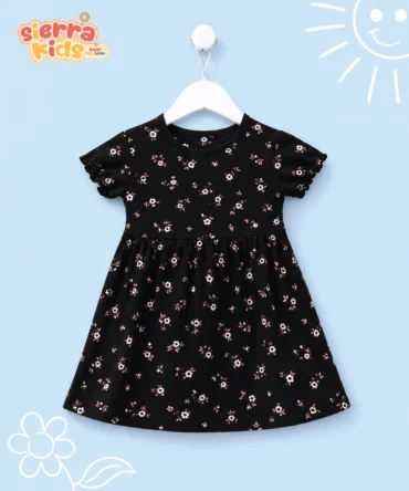 Black Floral Dress for Girls | Stylish & Comfortable Frock (1–8 Years)