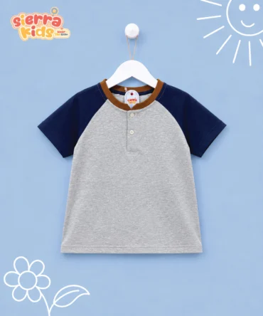 Sierra Kids Blue & Grey Raglan T-Shirt | Comfy & Casual (Ages 1–10)