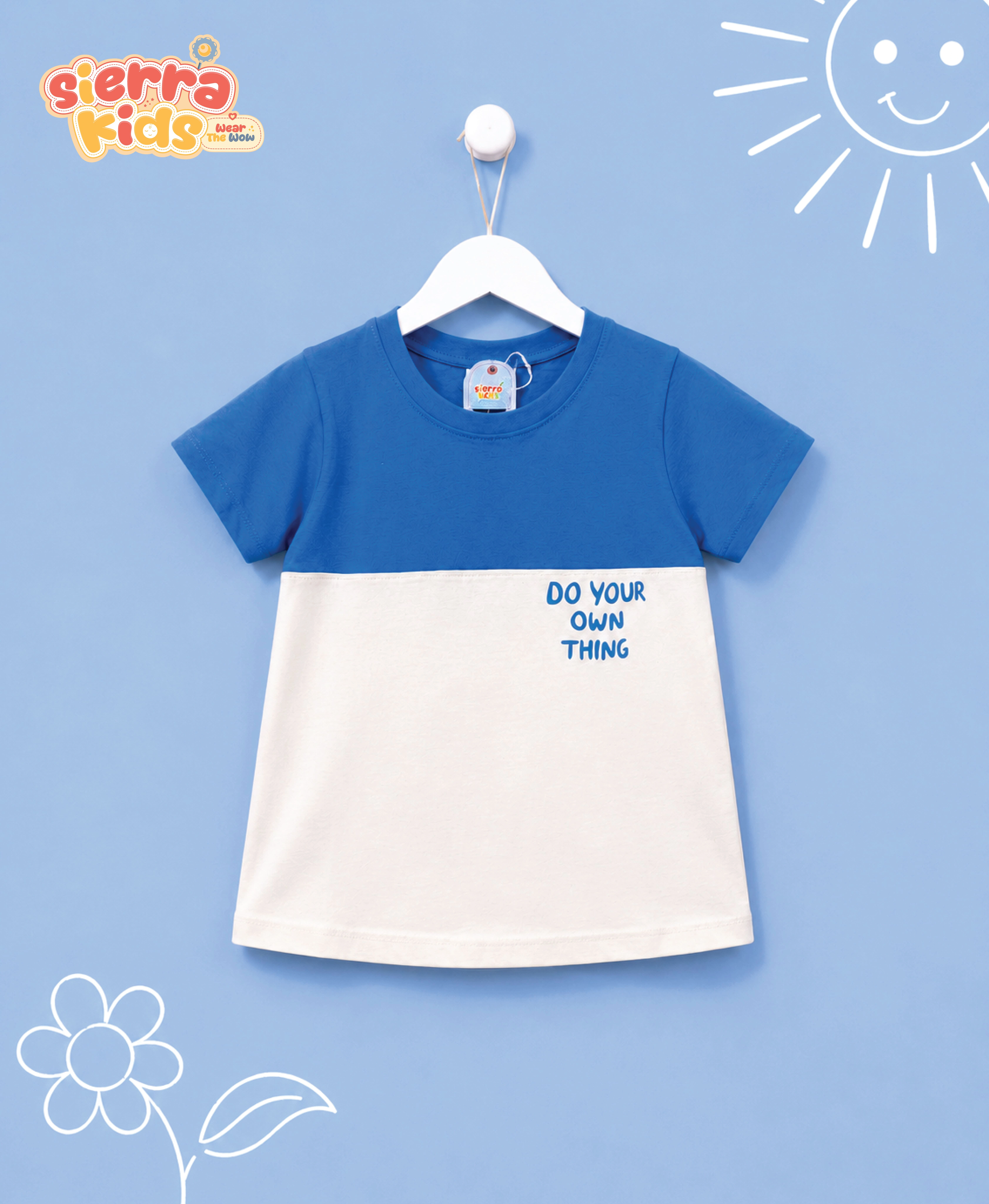 Sierra Kids “Do Your Thing” Blue & White T-Shirt | Comfy & Playful (Ages 4–10)