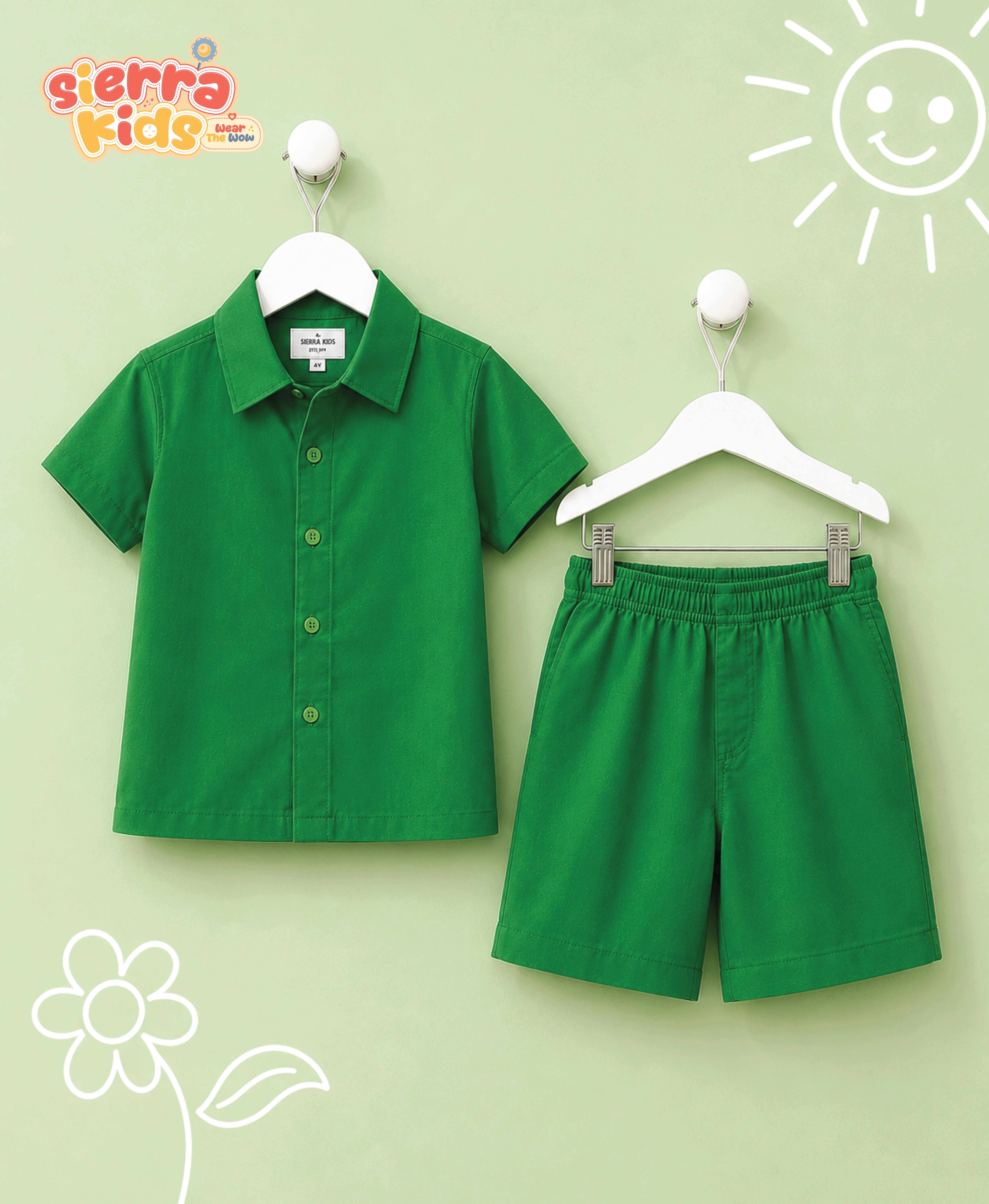 Sierra Kids Green Shirt Coord Set | Comfortable & Easy Style (Ages 4–10)