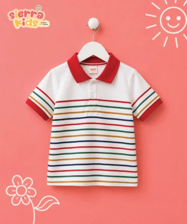 Sierra Kids Multicolor Red Polo T-Shirt | Comfy & Stylish (Ages 4–10)