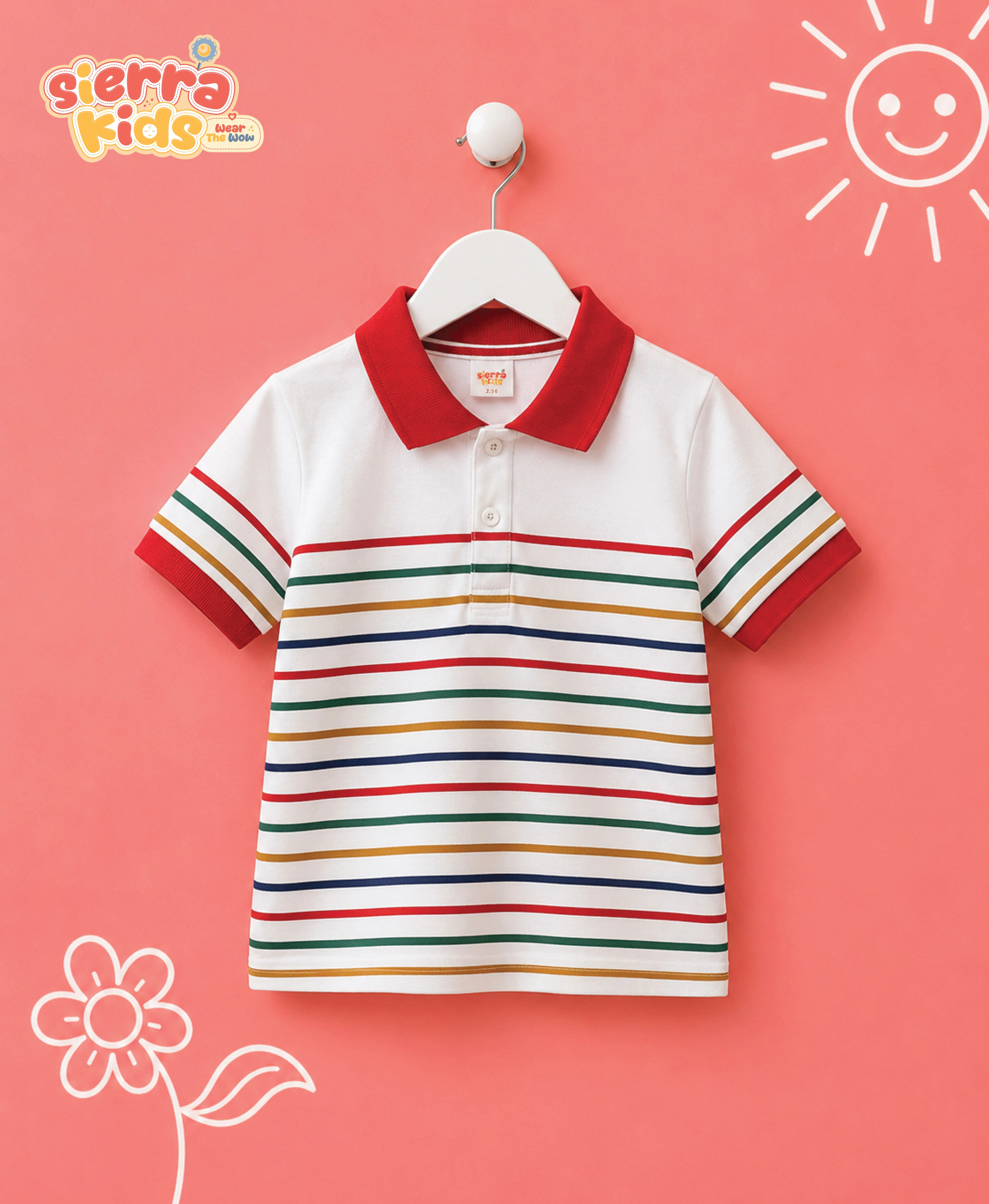 Sierra Kids Multicolor Red Polo T-Shirt | Comfy & Stylish (Ages 4–10)