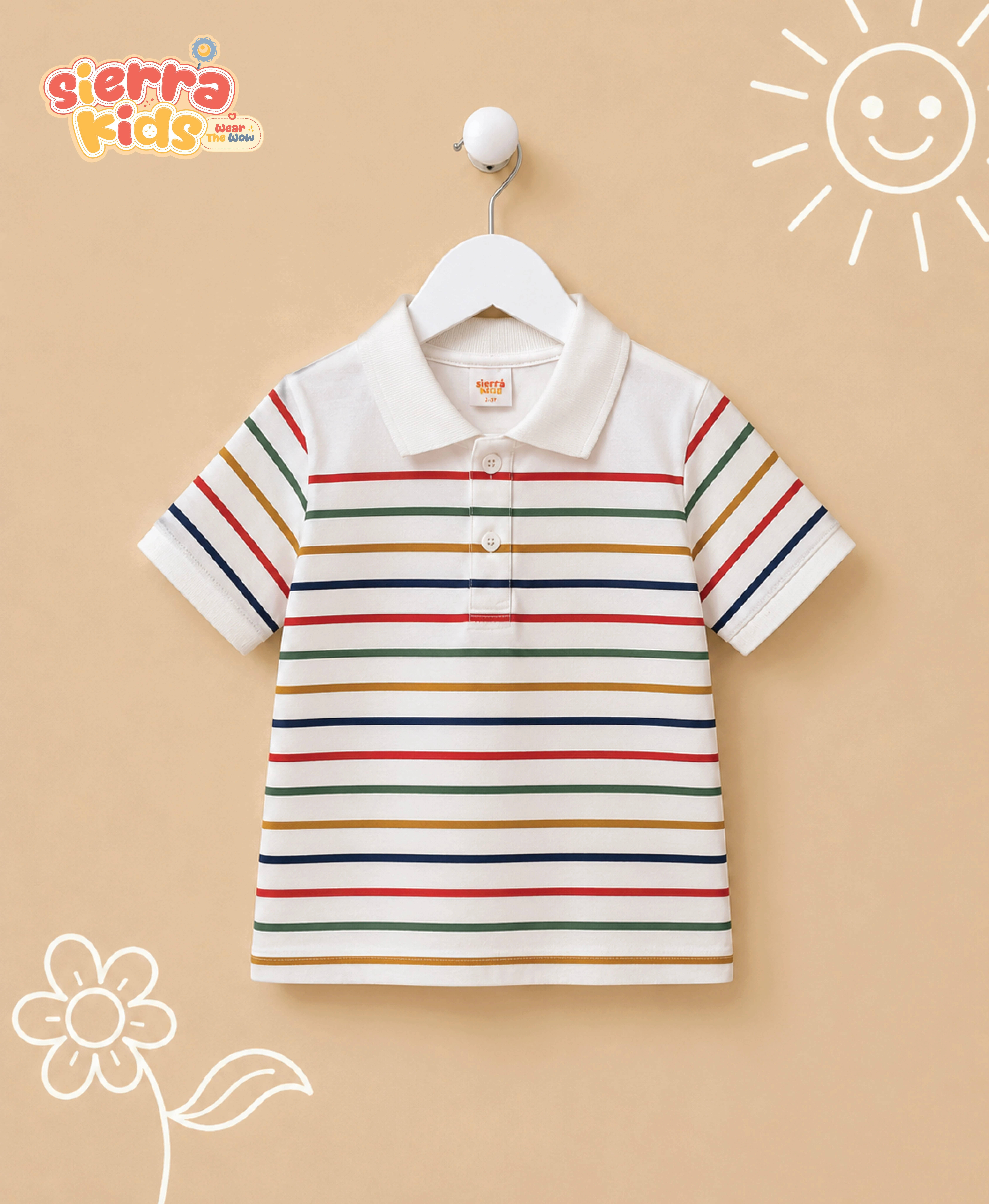 Sierra Kids Multicolor White Coord Set | Comfy & Playful (Ages 4–10)
