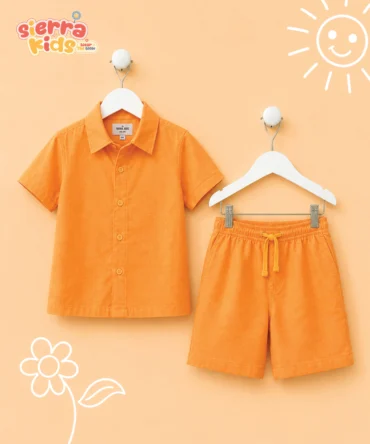 Sierra Kids Orange Coord Set | Bright & Comfortable (Ages 4–10)
