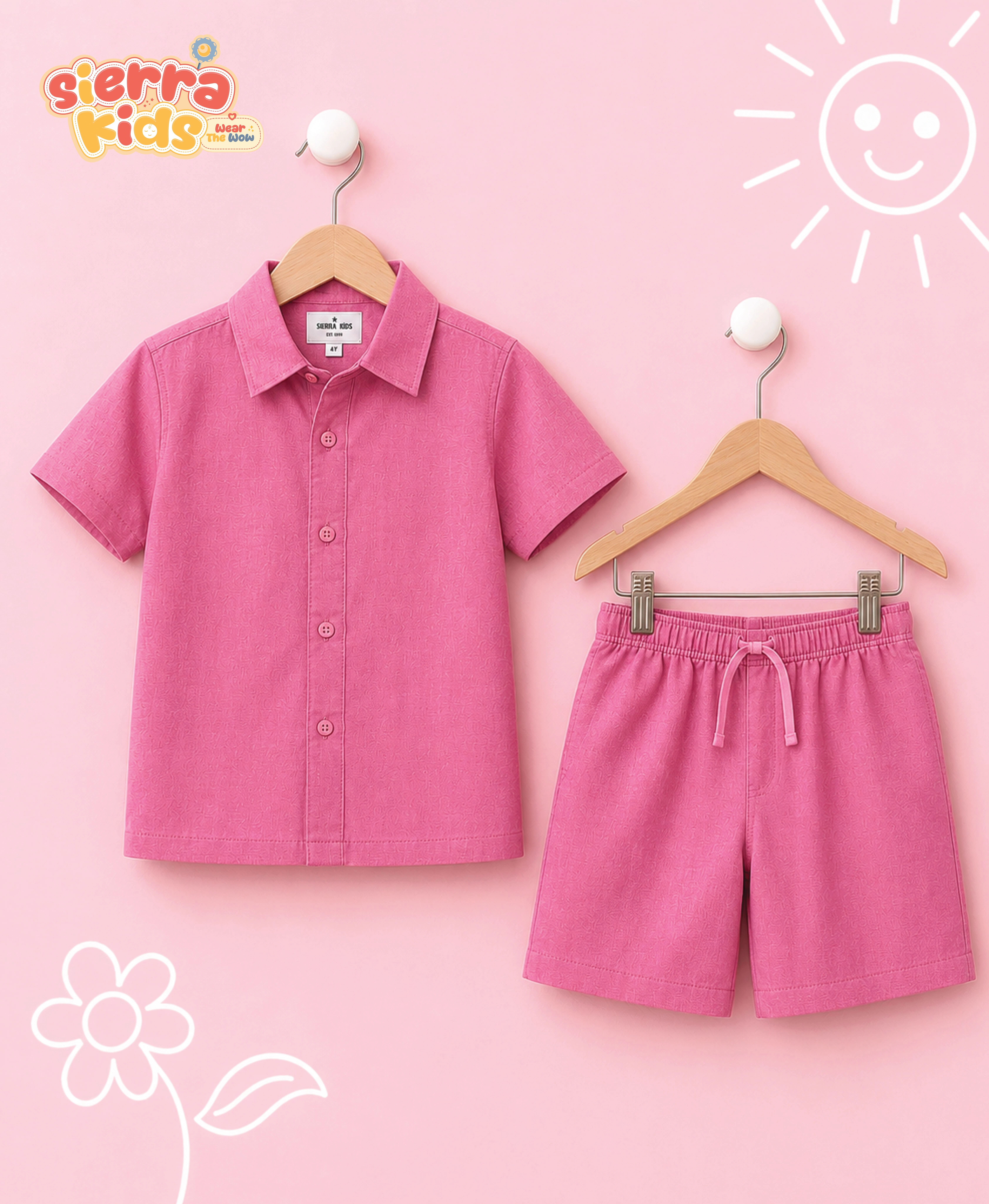 Sierra Kids Pink Shirt Coord Set | Cotton, Soft & Comfortable (Ages 4–10)