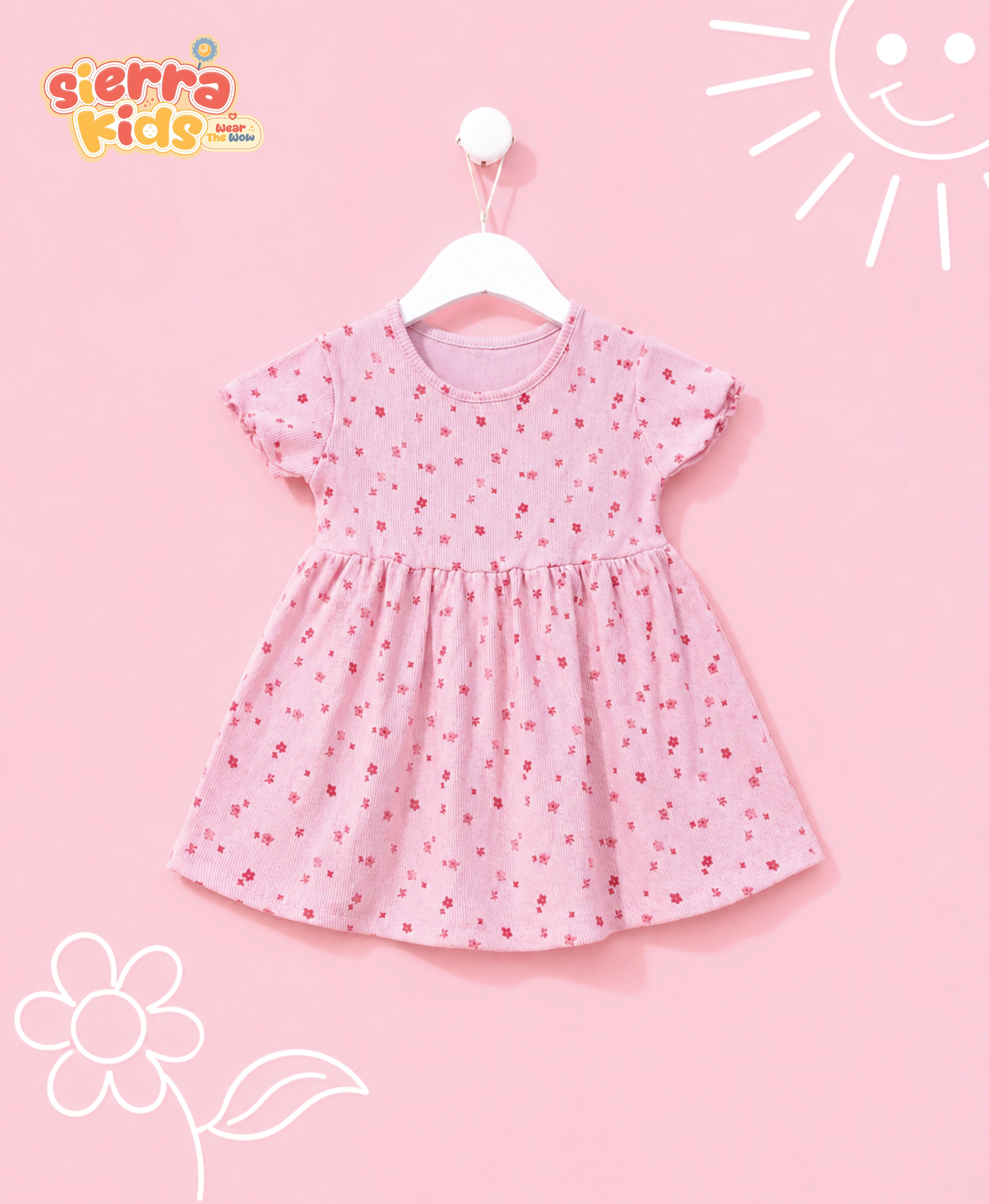 Pink Floral Dress for Girls | Lightweight & Playful Frock (1–8 Years)